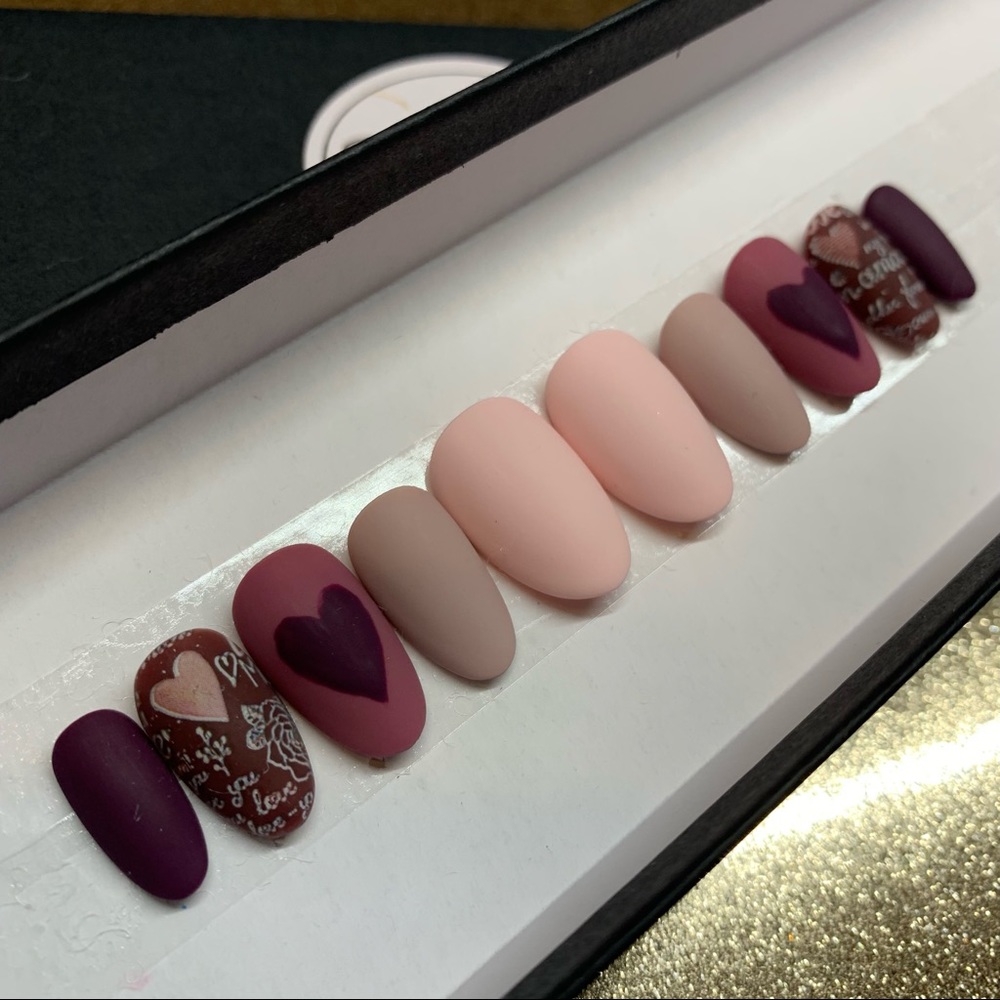 GIFTED Matte Custom Plum & Pink Gradient Press Ons - Picture 1 of 4